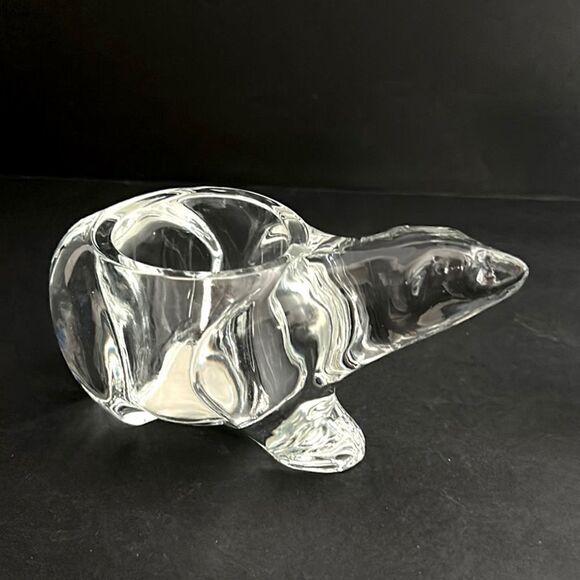 Set of Two New Indiana Glass Co Crystal Polar Bear Votive Tea Light Holders - Picture 3 of 11